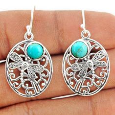 925 silver 2.27cts blue sleeping beauty turquoise dragonfly earrings t80965