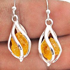 925 silver 8.53cts cage natural orange tourmaline rough dangle earrings t90067