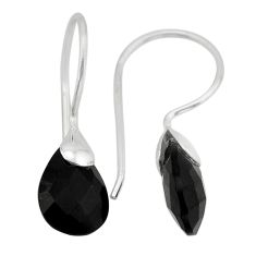 925 silver 5.63cts checker cut natural black onyx dangle earrings jewelry y79215
