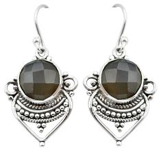 925 silver 8.85cts checker cut natural grey moonstone dangle earrings y15572