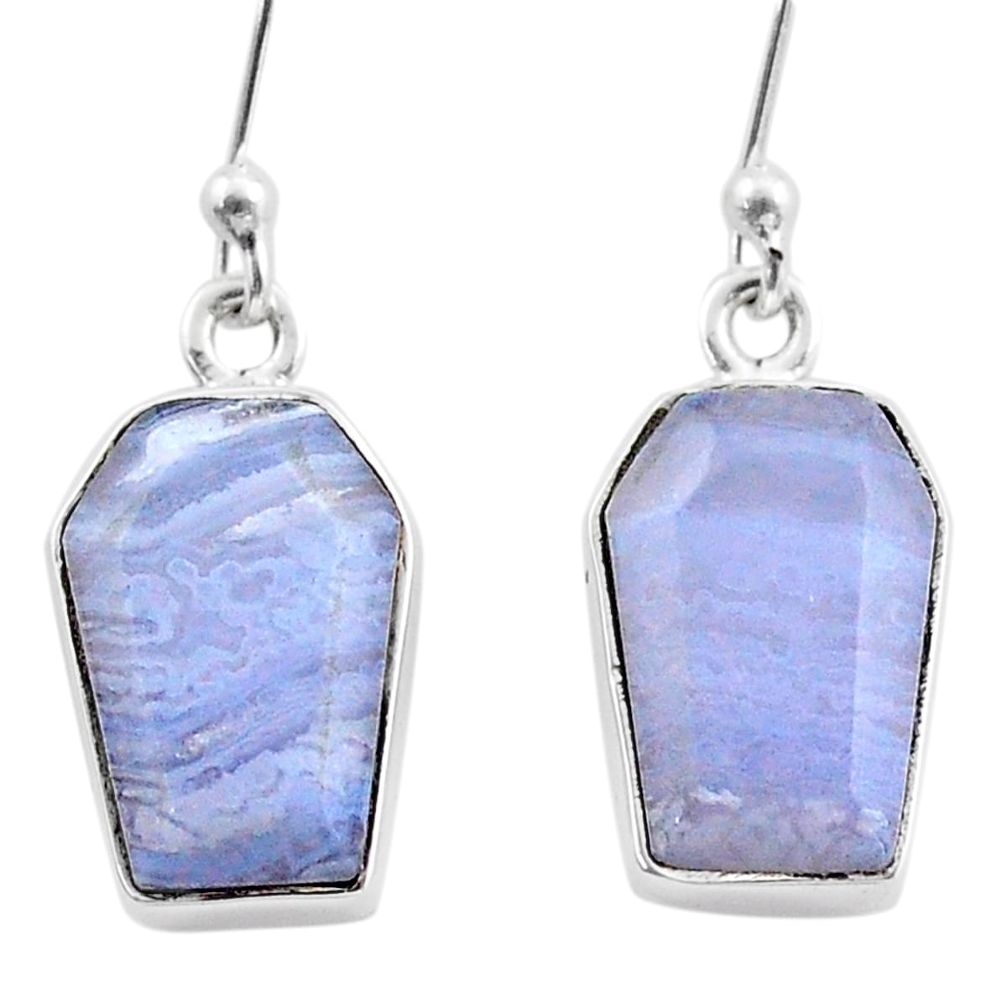 925 silver 9.82cts coffin natural blue lace agate dangle earrings t47878