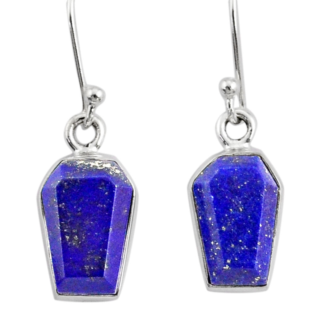 925 silver 8.33cts coffin natural blue lapis lazuli dangle earrings r80033