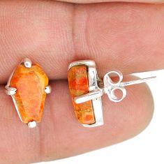 925 silver 7.31cts coffin natural orange mojave turquoise earrings u87718