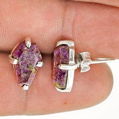 925 silver 6.91cts coffin natural purple purpurite stichtite earrings u87703