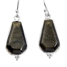 925 silver 10.44cts coffin natural sheen black obsidian dangle earrings y79578
