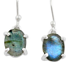 925 silver 5.67cts faceted natural blue labradorite dangle earrings u87639