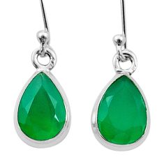 925 silver 4.93cts faceted natural green chalcedony dangle earrings u38231
