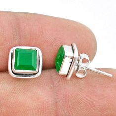 925 silver 3.21cts faceted natural green chalcedony stud earrings jewelry u38184