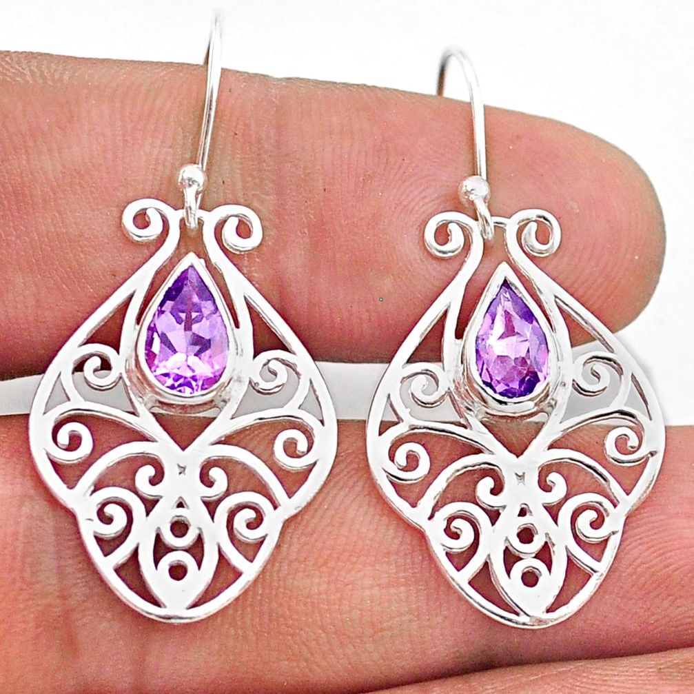 ts filigree natural purple amethyst dangle earrings t60114