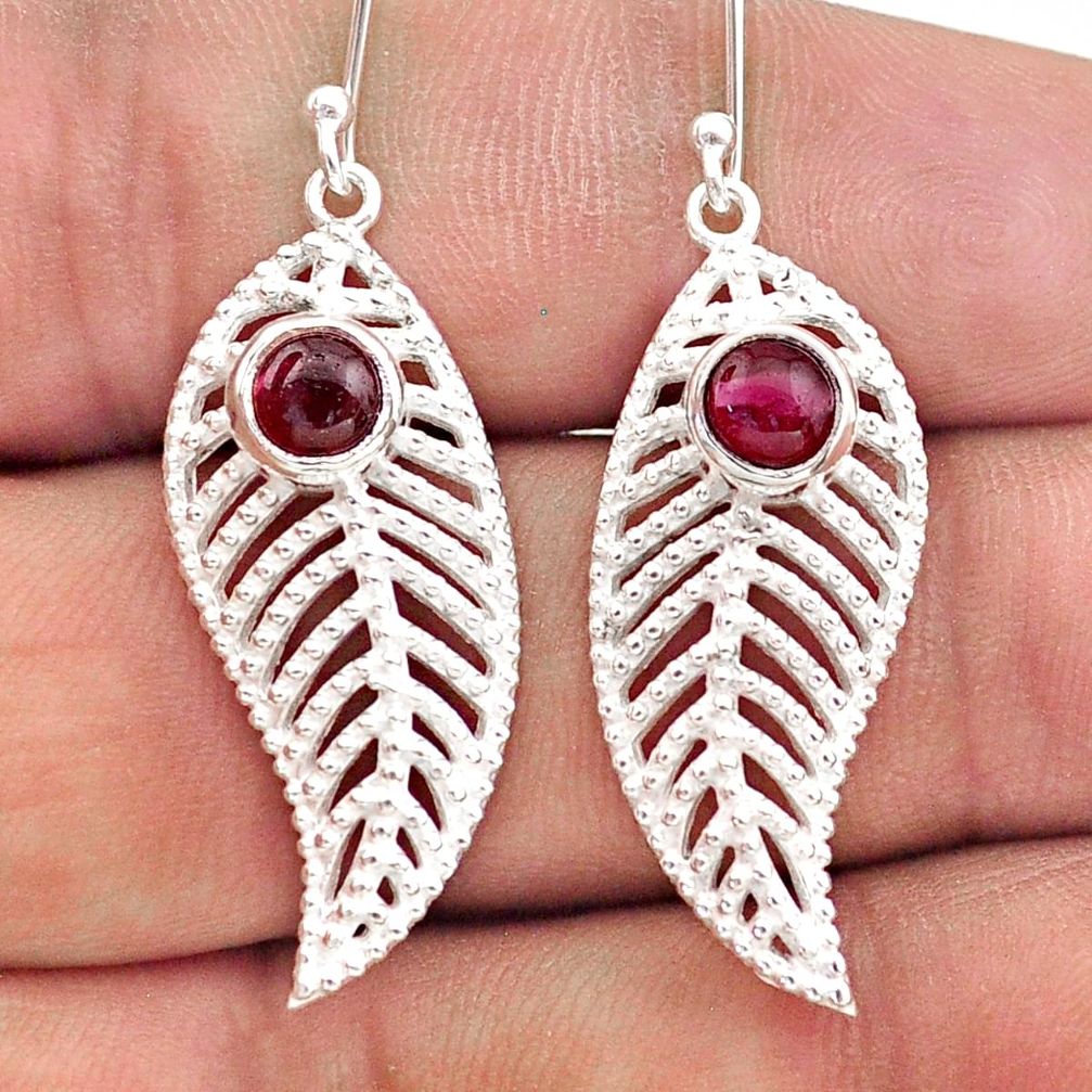 925 silver 1.77cts filigree natural red garnet deltoid leaf earrings t60018