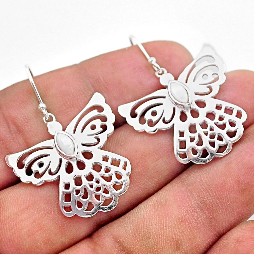 925 silver 3.24cts filigree natural white pearl butterfly earrings t60169