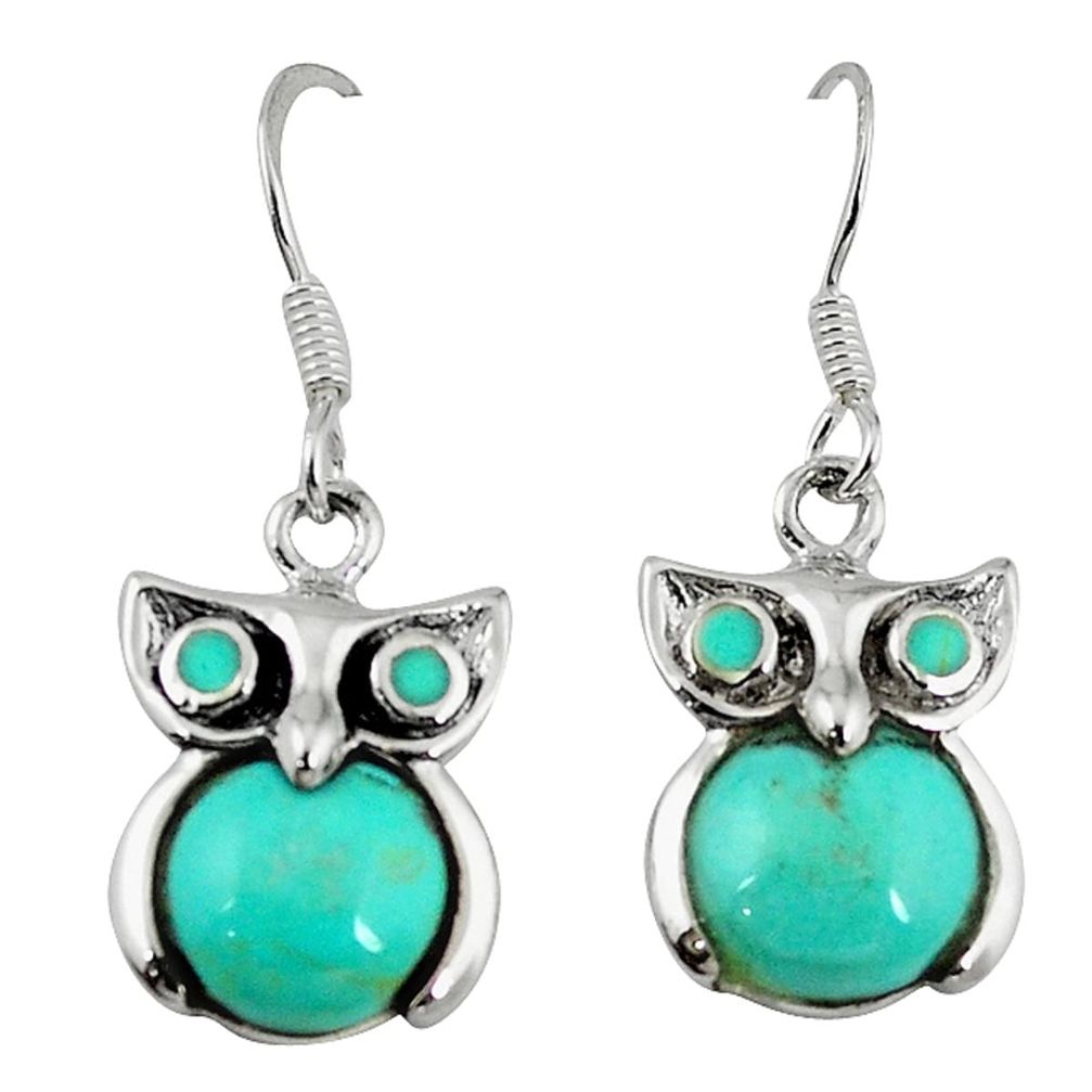 925 silver fine green turquoise enamel owl earrings jewelry a58839 c14313