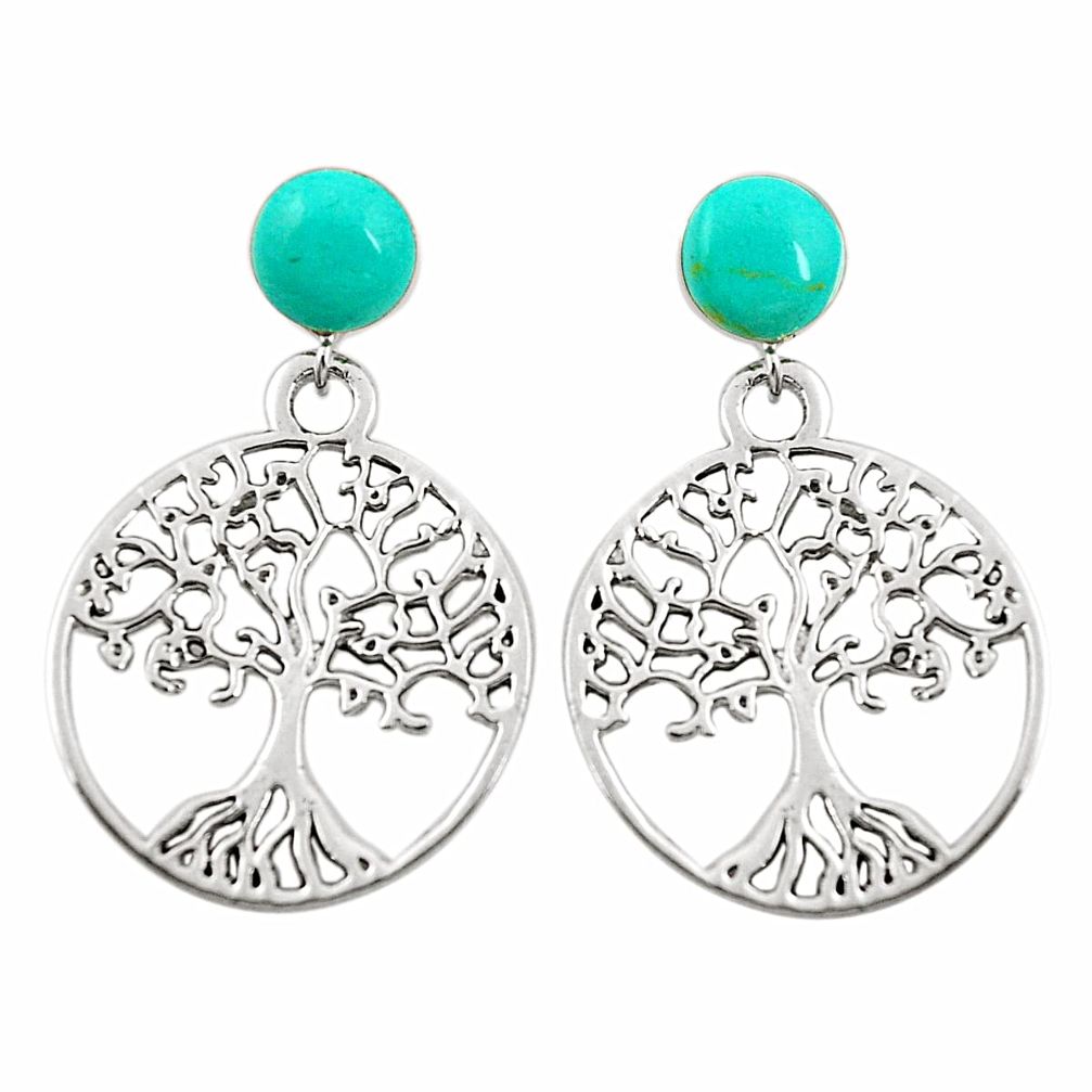 925 sterling silver fine green turquoise tree of life earrings jewelry c11698