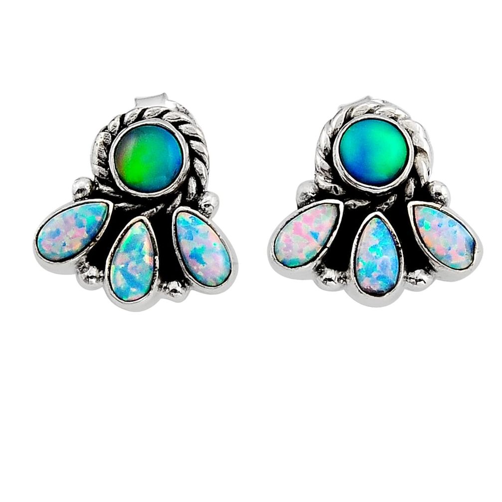 925 silver 4.73cts fine volcano aurora opal australian opal (lab) earrings n8702