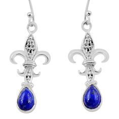 925 silver 3.32cts fleur de lis natural blue lapis lazuli dangle earrings y45480