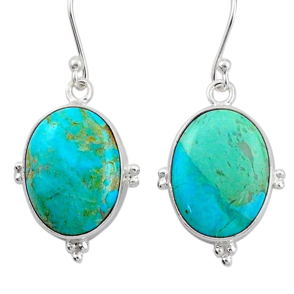 925 silver 12.19cts green arizona mohave turquoise dangle earrings u3743