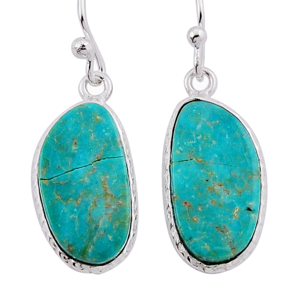 925 silver 6.89cts green arizona mohave turquoise fancy dangle earrings n38457
