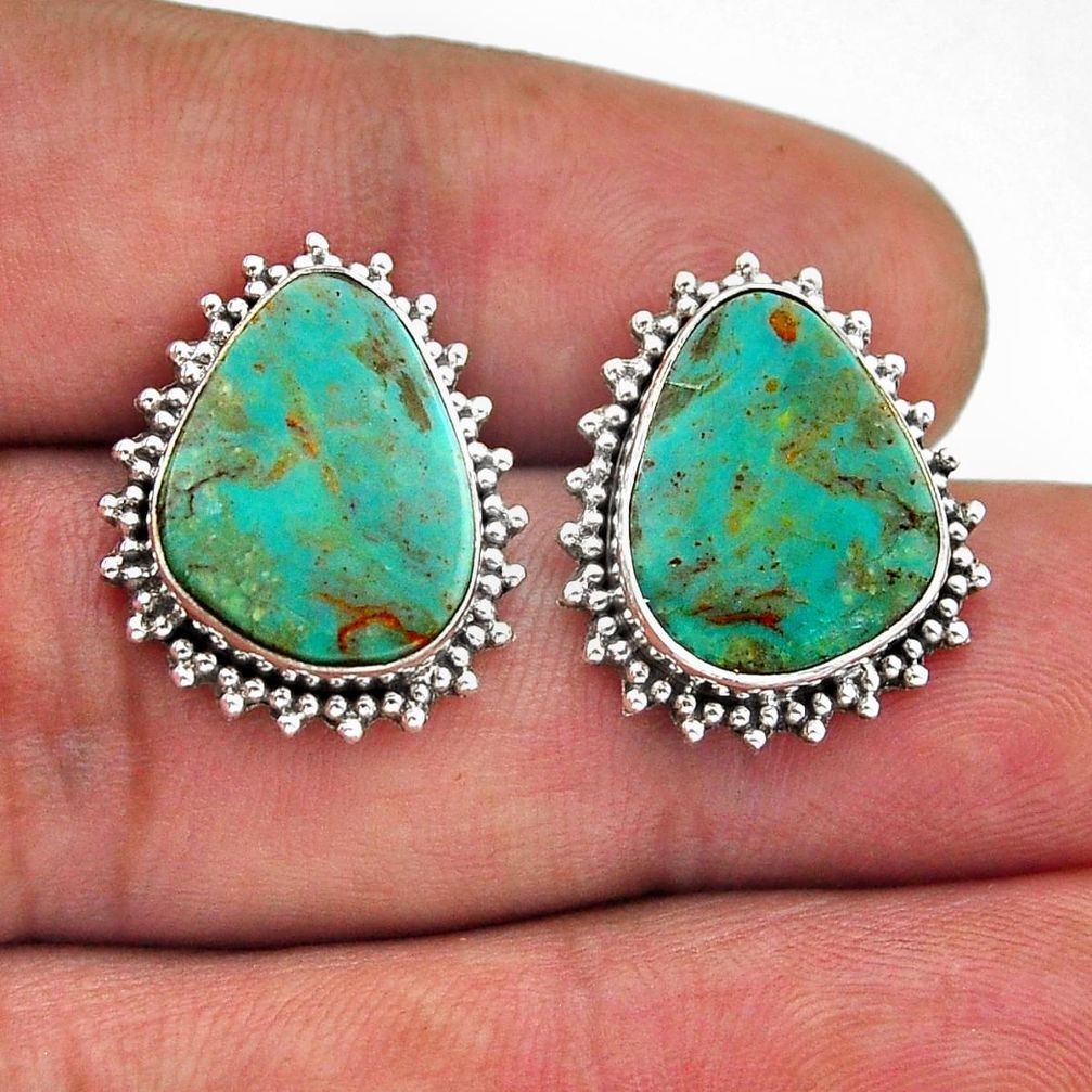 925 silver 9.67cts green arizona mohave turquoise fancy dangle earrings n51806