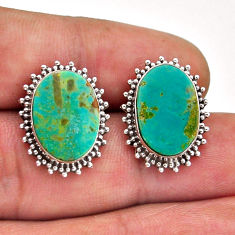 925 silver 10.51cts green arizona mohave turquoise oval dangle earrings n51811