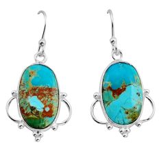 925 silver 10.28cts green arizona mohave turquoise oval dangle earrings y82458