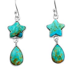 925 silver 8.43cts green arizona mohave turquoise pear star fish earrings y79296