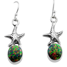 925 silver 4.47cts green australian opal (lab) star fish earrings jewelry y84344