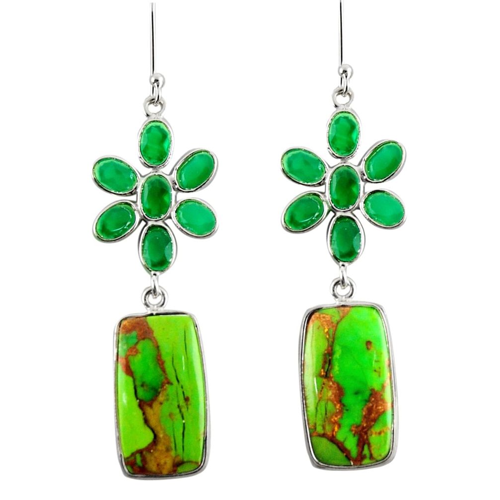 cts green copper turquoise chalcedony dangle earrings d39675