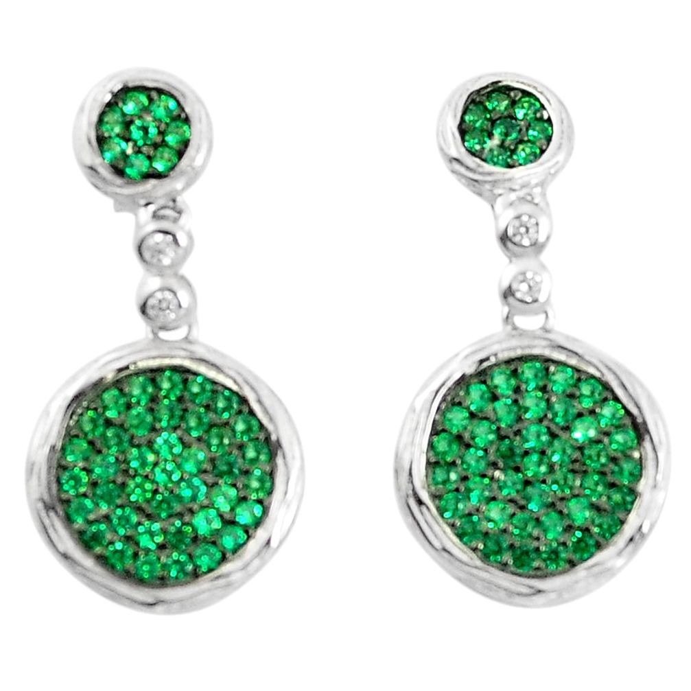925 silver 3.42cts green emerald quartz white topaz earrings a90197 c24729