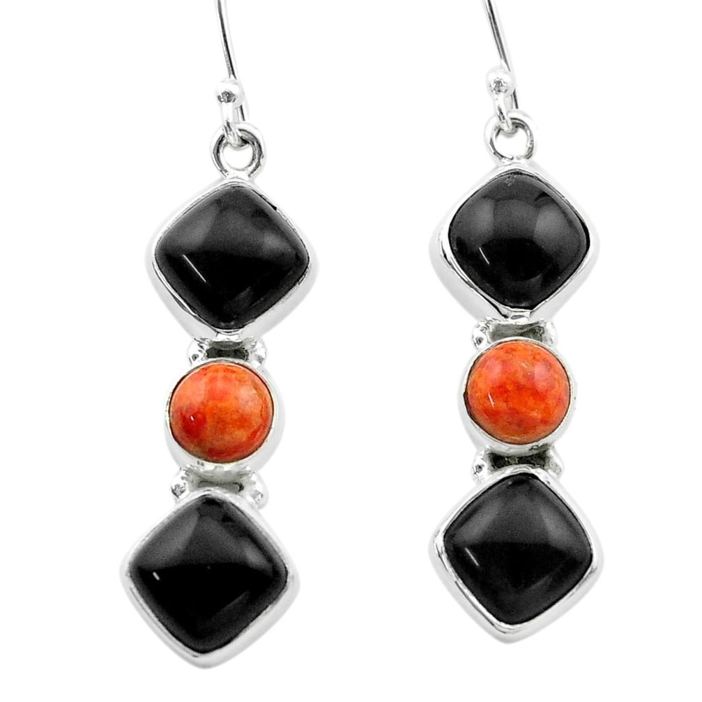 cts halloween natural onyx red sponge coral earrings t57532