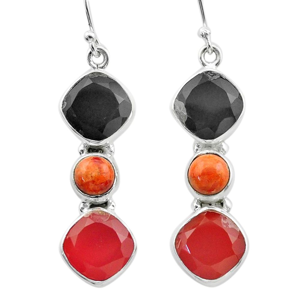 925 silver 17.40cts halloween natural onyx sponge coral onyx earrings t57540