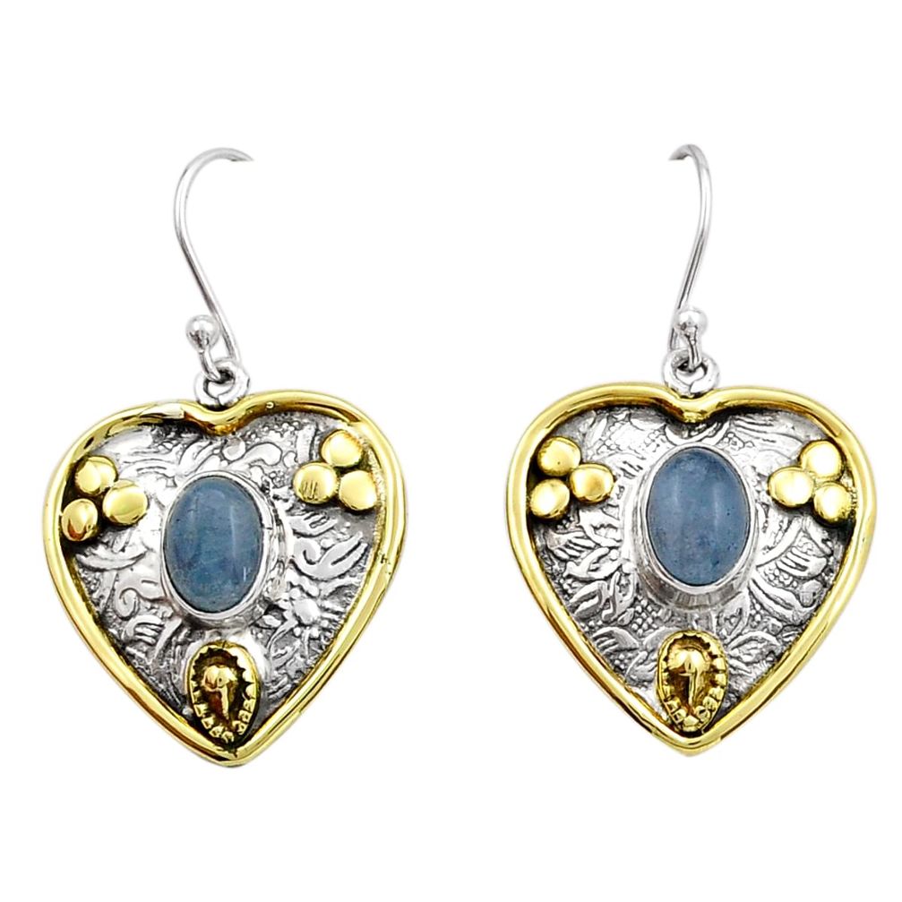 925 silver 4.01cts heart natural blue aquamarine gold earrings jewelry y20471