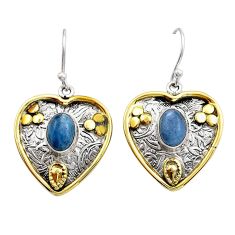 925 silver 4.01cts heart natural blue aquamarine gold earrings jewelry y20477