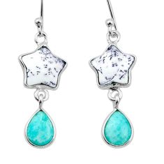 925 silver 7.20cts heart natural dendrite opal larimar star fish earrings u37344