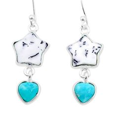 925 silver 8.57cts heart natural dendrite opal larimar star fish earrings u37350
