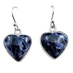 925 silver 12.47cts heart natural pietersite (african) dangle earrings y85860