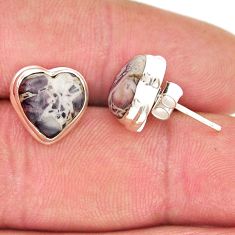 925 silver 7.56cts heart natural sonoran dendritic rhyolite stud earrings y22445