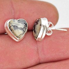 925 silver 7.46cts heart natural sonoran dendritic rhyolite stud earrings y22477
