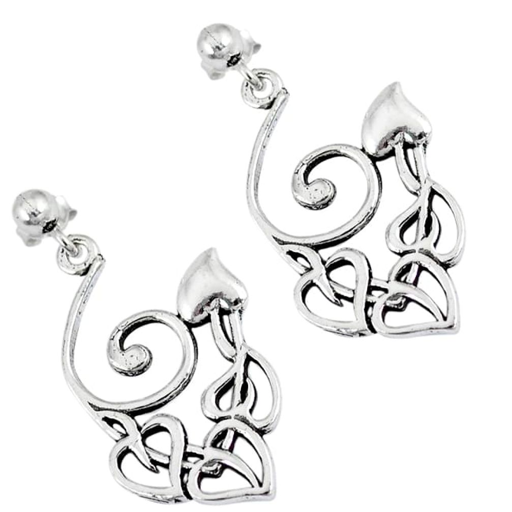 925 silver indonesian bali style solid dangle heart charm earrings jewelry p2558