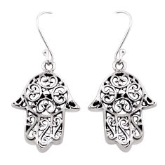 925 silver 7.48gms indonesian bali style solid hand of god hamsa earrings n28066