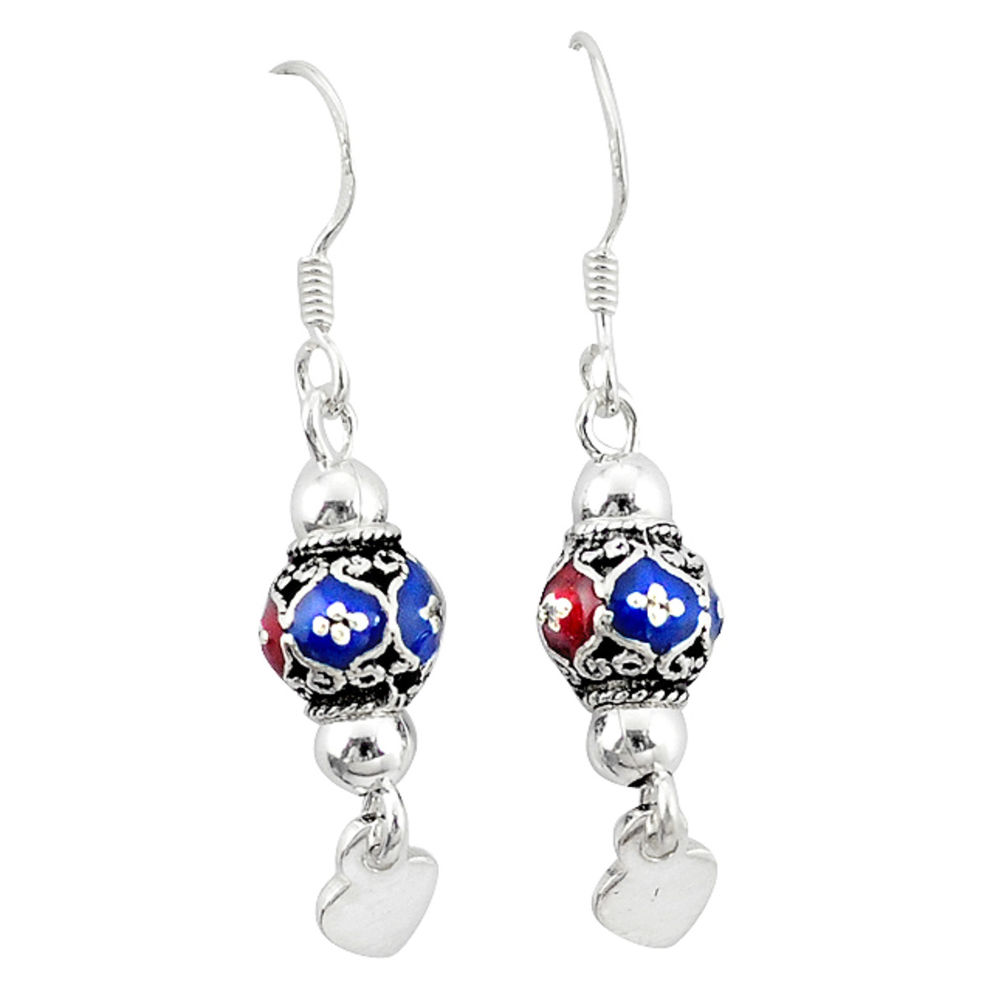 925 silver indonesian bali style solid multi color enamel ball earrings c23024