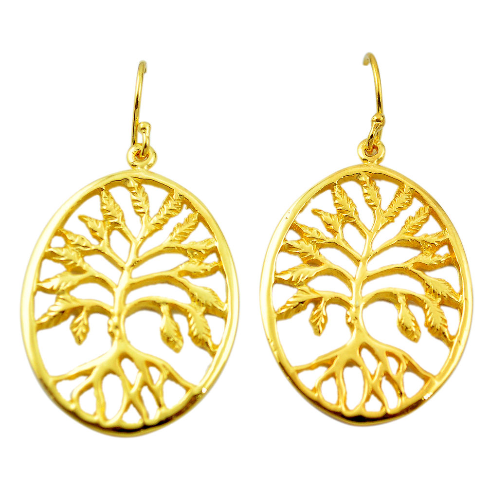 925 silver indonesian bali style solid rose gold tree of life earrings c20479