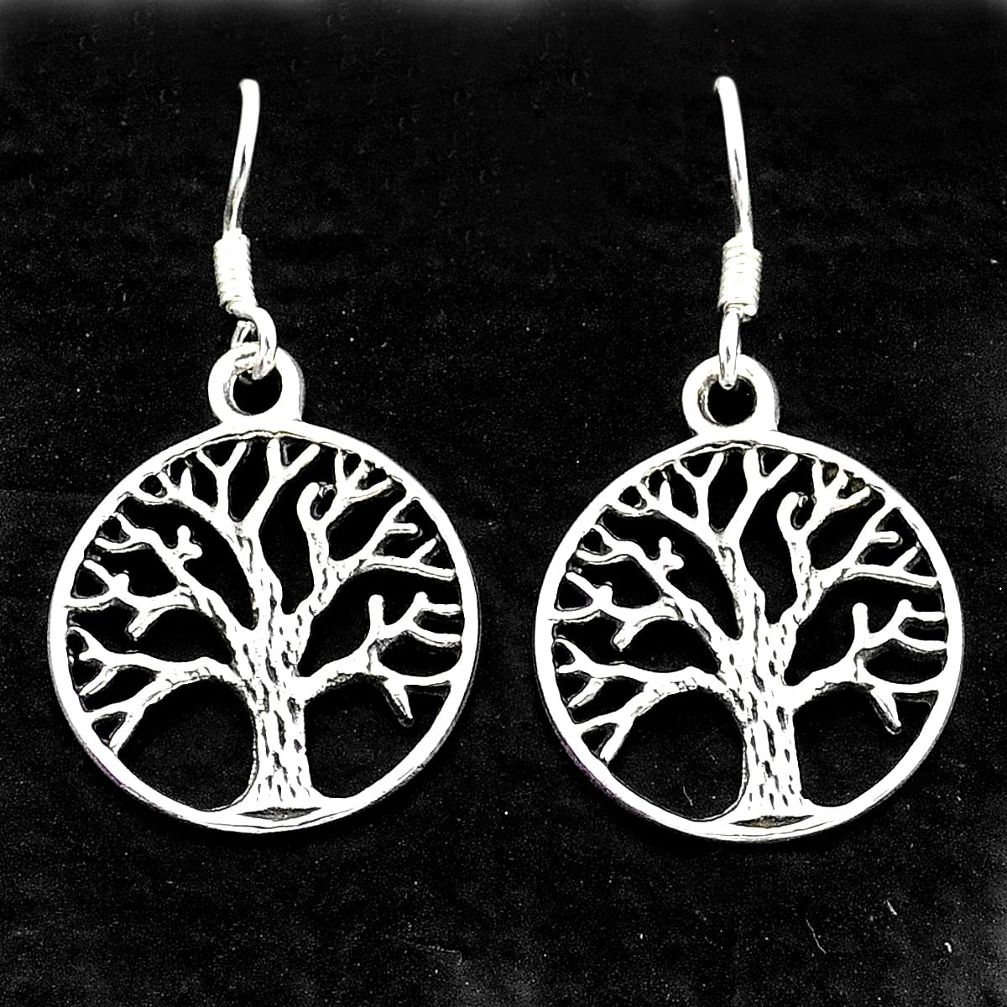 925 silver 3.48gms indonesian bali style solid tree of life earrings t6274