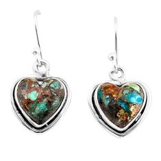 925 silver 8.73cts matrix royston turquoise heart shape dangle earrings y63844