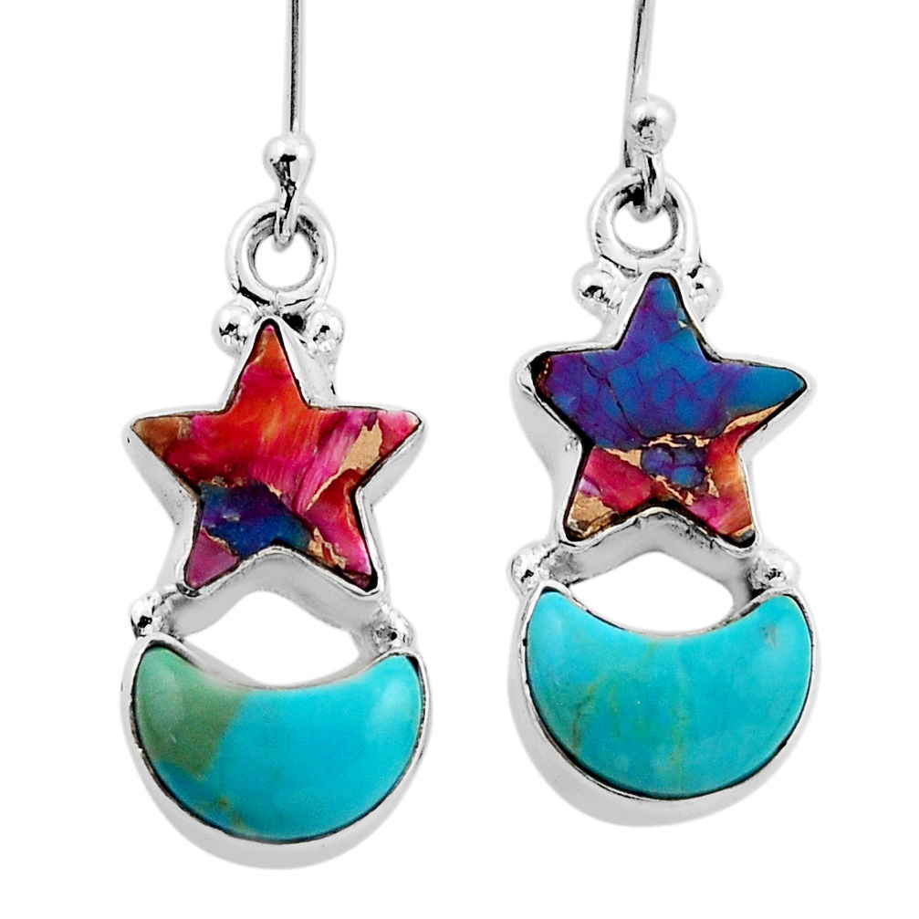 925 silver moon spiny oyster arizona turquoise  turquoise earrings n11614
