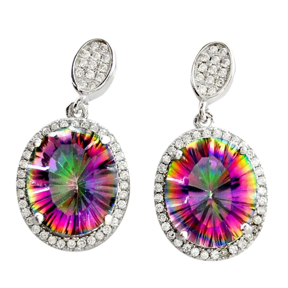 925 silver 10.32cts multi color rainbow topaz white topaz dangle earrings c9624