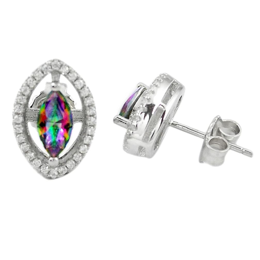 925 silver multi color rainbow topaz white topaz stud earrings a67218 c24558