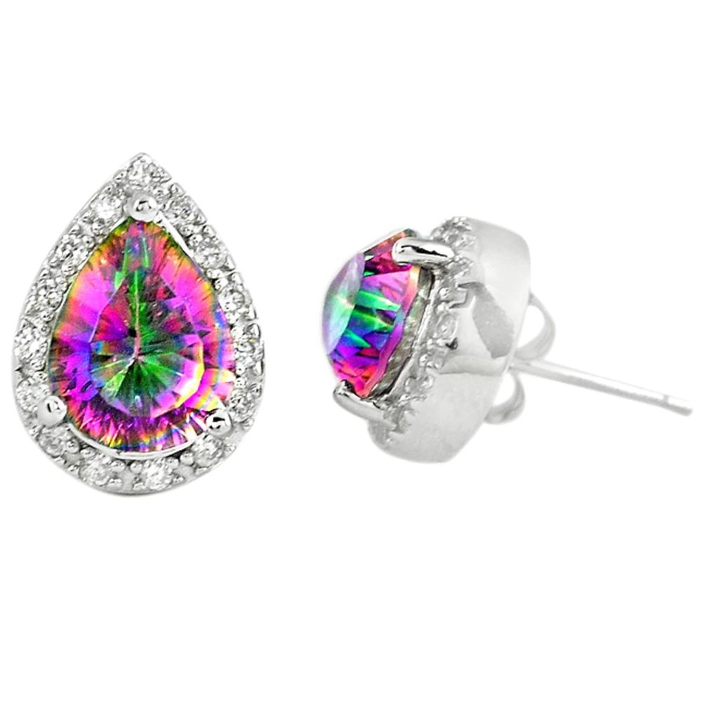 925 sterling silver multi color rainbow topaz white topaz stud earrings c10549