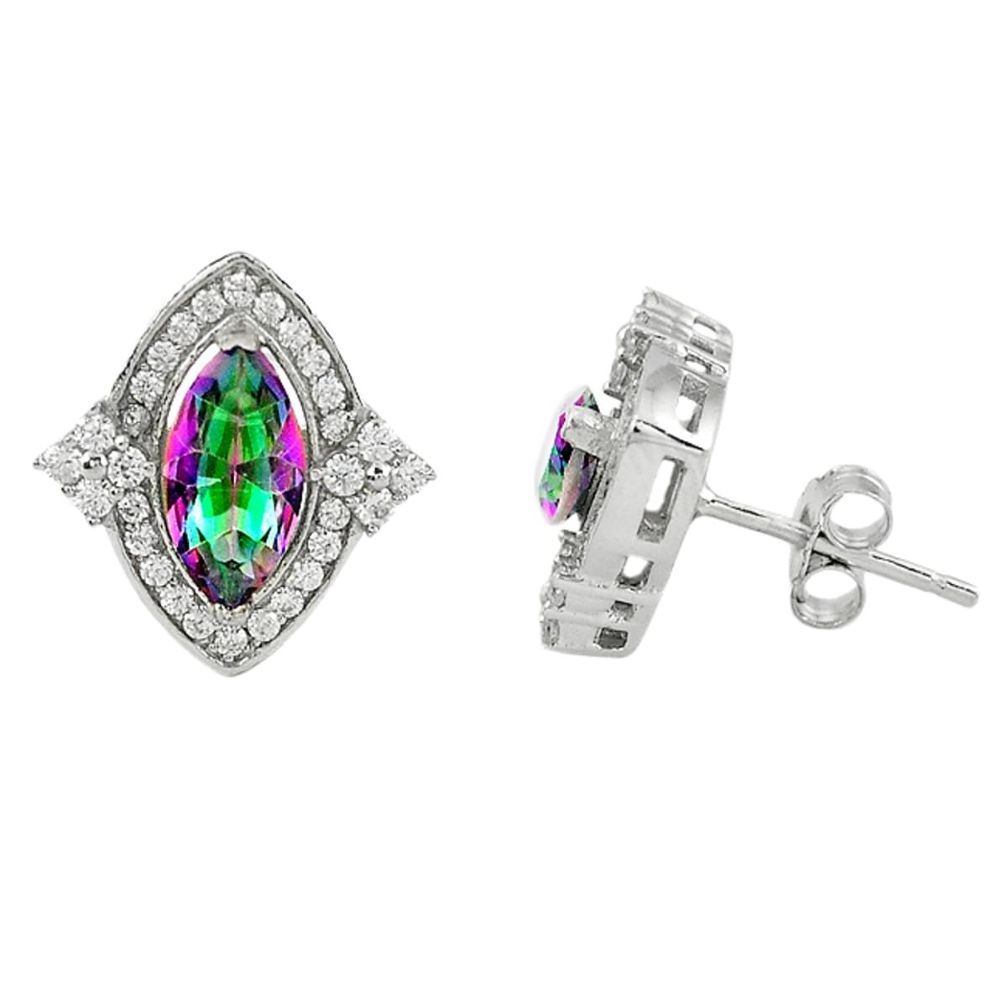 925 sterling silver multi color rainbow topaz white topaz stud earrings c10560