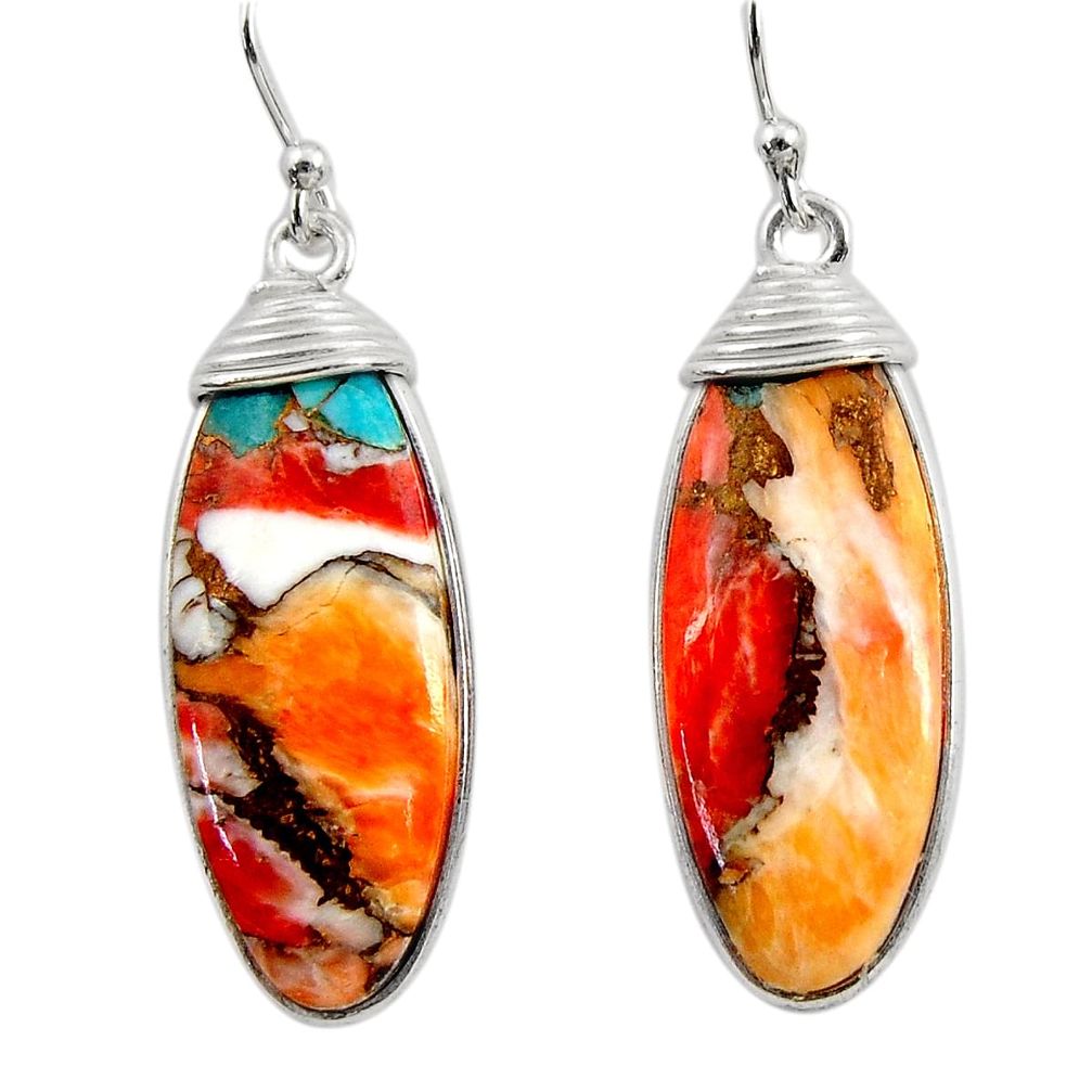 925 silver 17.53cts multi color spiny oyster arizona turquoise earrings r29304