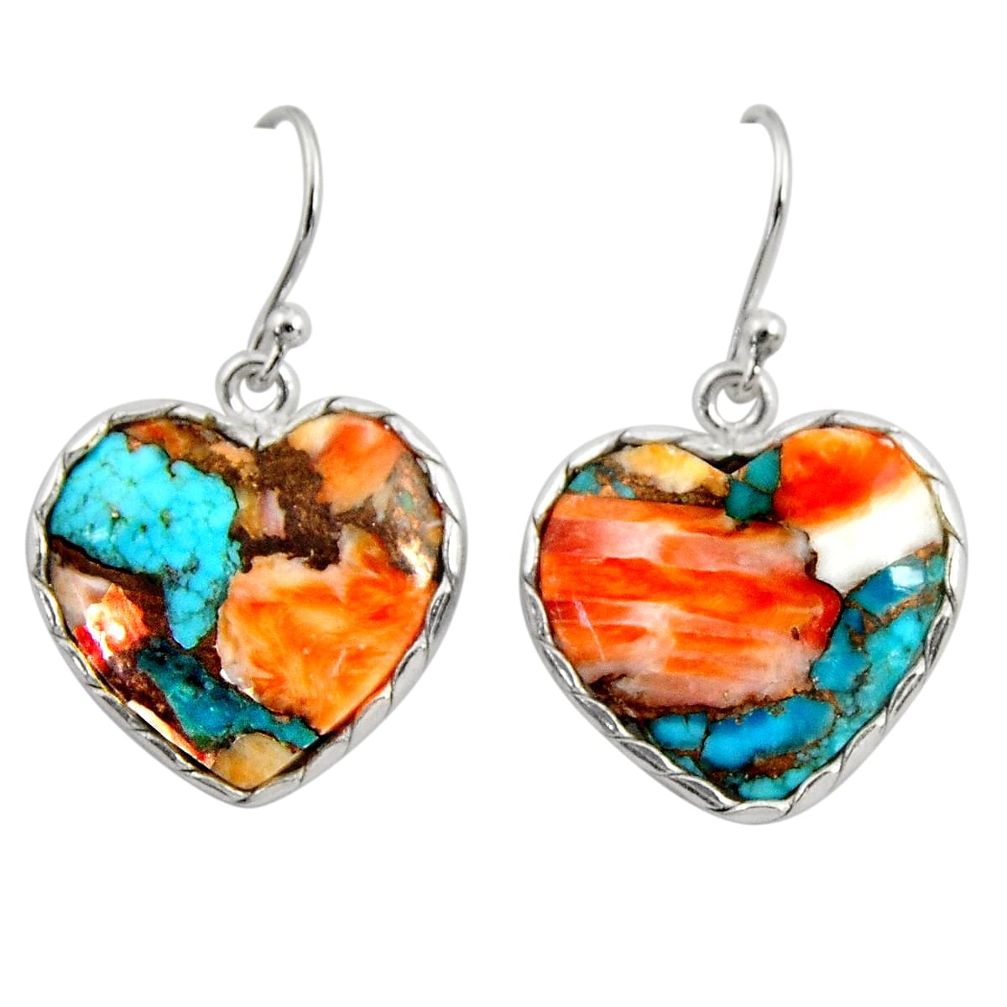 925 silver 18.12cts multi color spiny oyster arizona turquoise earrings r29318